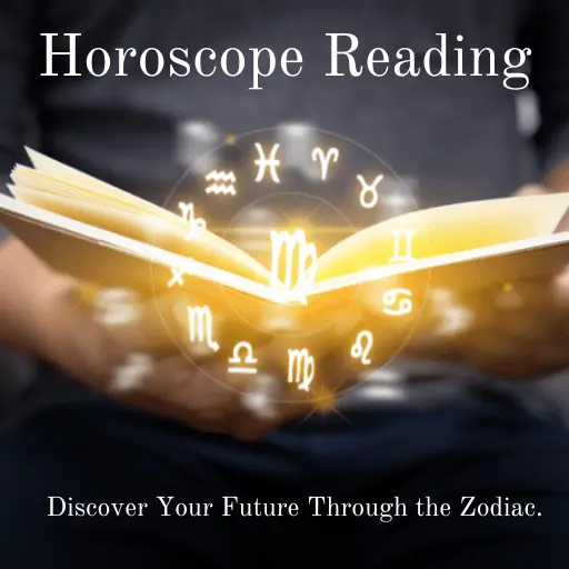 a man holding holding astrology book in hand surrounded by zodiac signs